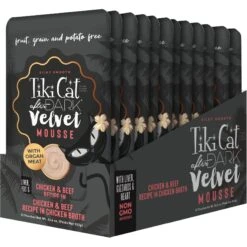 Tiki Cat After Dark Velvet Mousse Chicken & Beef Grain-Free Wet Cat Food, 2.8-oz Pouch, Case Of 12 -Furry Friends 883942 PT1. AC SS1800 V1690490940