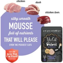 Tiki Cat After Dark Velvet Mousse Chicken & Duck Grain-Free Wet Cat Food, 2.8-oz Pouch, Case Of 12 -Furry Friends 883958 PT3. AC SS1800 V1690562021