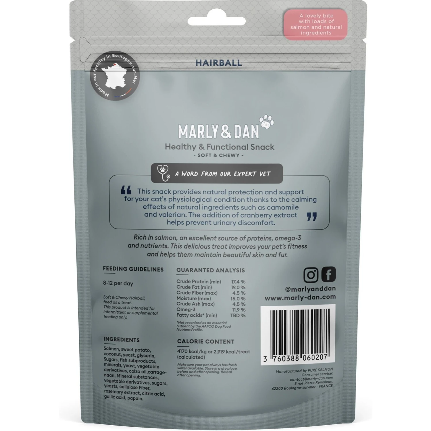 Marly & Dan Salmon Treats For Cats With Brewers Yeast & Coconut, Hairball Prevention Recipe, 3-oz Bag 4 Marly & Dan Salmon Treats For Cats With Brewers Yeast & Coconut, Hairball Prevention Recipe, 3-oz Bag - Image 2
