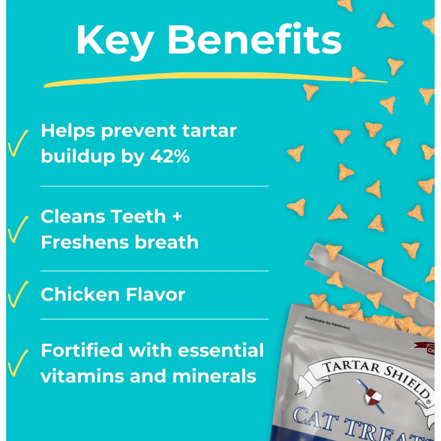 Tartar Shield Wholesome & All-Natural Bites Tasty Chicken Flavor Cat Dental Treat, 4.5-oz Bag 5 Tartar Shield Wholesome & All-Natural Bites Tasty Chicken Flavor Cat Dental Treat, 4.5-oz Bag - Image 3