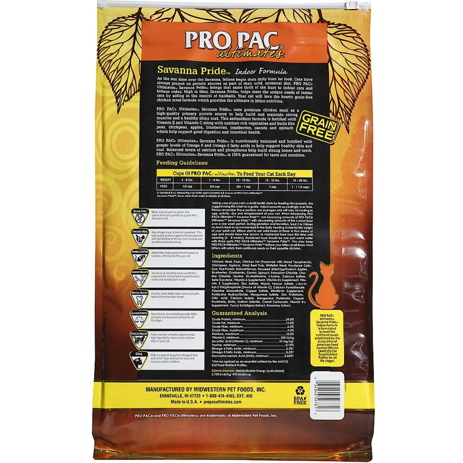 Pro Pac Ultimates Savanna Pride Chicken Grain-Free Indoor Dry Cat Food 4 Pro Pac Ultimates Savanna Pride Chicken Grain-Free Indoor Dry Cat Food - Image 2