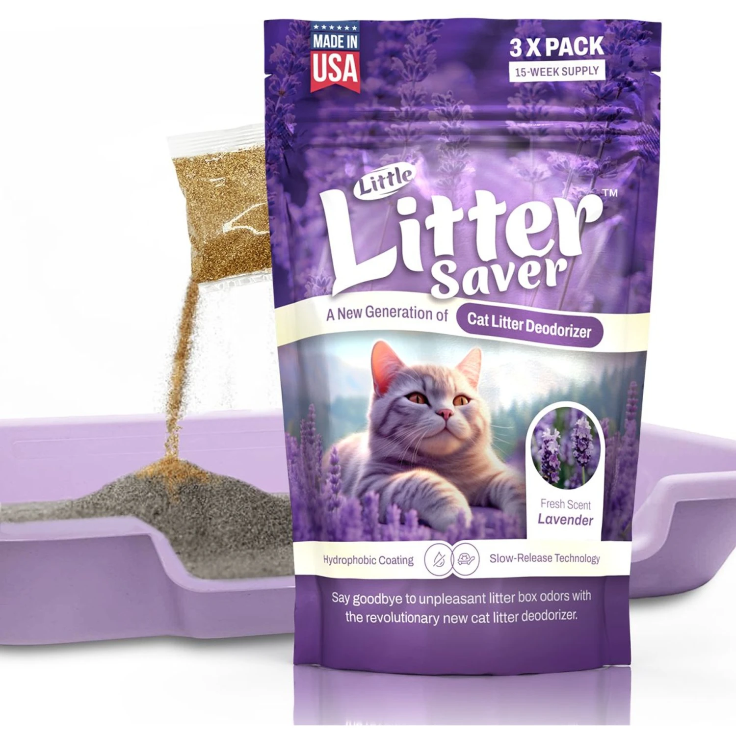 Little Litter Savers Natural Fresh Scent Lavender Cat Litter Deodorizer, 1-oz Bag, 3 Count 3 Little Litter Savers Natural Fresh Scent Lavender Cat Litter Deodorizer, 1-oz Bag, 3 Count