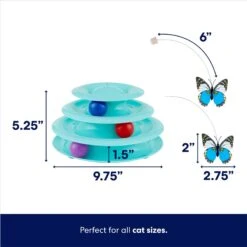 Frisco Foldable Play Tri-Tunnel Cat Toy & Frisco Butterfly Cat Tracks Cat Toy -Furry Friends 933438 PT6. AC SS1800 V1692305010