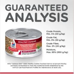 Hill's Science Diet Adult Healthy Cuisine Poached Salmon & Spinach Medley Canned Cat Food -Furry Friends 94020 PT6. AC SS1800 V1598145058
