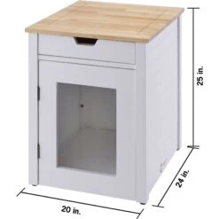 TRINITY 20-in Enclosure End Table With Drawer Cat Litter Box, White, Small 14 TRINITY 20-in Enclosure End Table With Drawer Cat Litter Box, White, Small -Furry Friends 940742 PT3. AC SS1800 V1692303038