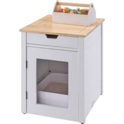 TRINITY 20-in Enclosure End Table With Drawer Cat Litter Box, White, Small 16 TRINITY 20-in Enclosure End Table With Drawer Cat Litter Box, White, Small -Furry Friends 940742 PT5. AC SS1800 V1692301028