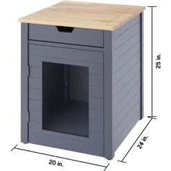 TRINITY 20-in Enclosure End Table With Drawer Cat Litter Box, Dark Grey, Small -Furry Friends 943606 PT5. AC SS1800 V1692302979
