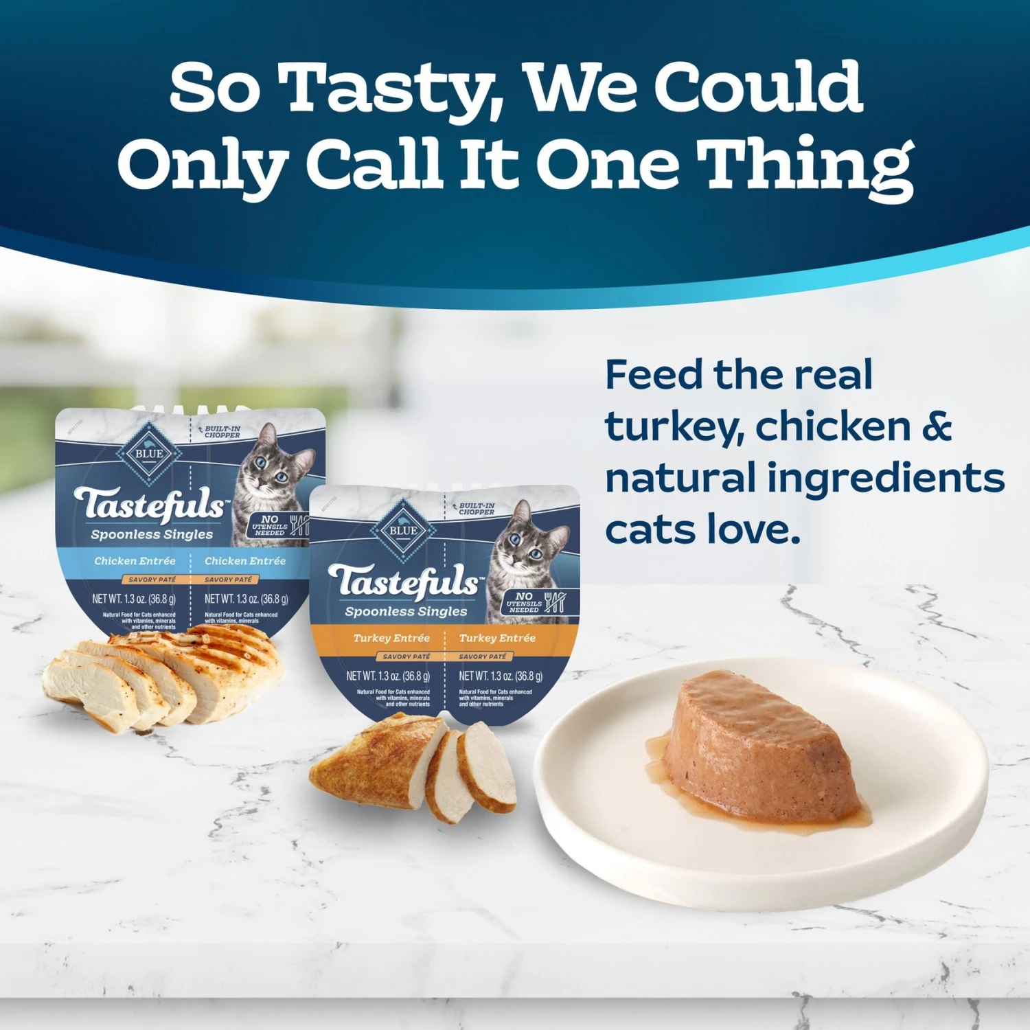 Blue Buffalo Tastefuls Spoonless Singles Chicken & Turkey Entree Variety Pack Adult Pate Wet Cat Food, 2.6-oz Twin Pack, Case Of 12 5 Blue Buffalo Tastefuls Spoonless Singles Chicken & Turkey Entree Variety Pack Adult Pate Wet Cat Food, 2.6-oz Twin Pack, Case Of 12 - Image 3