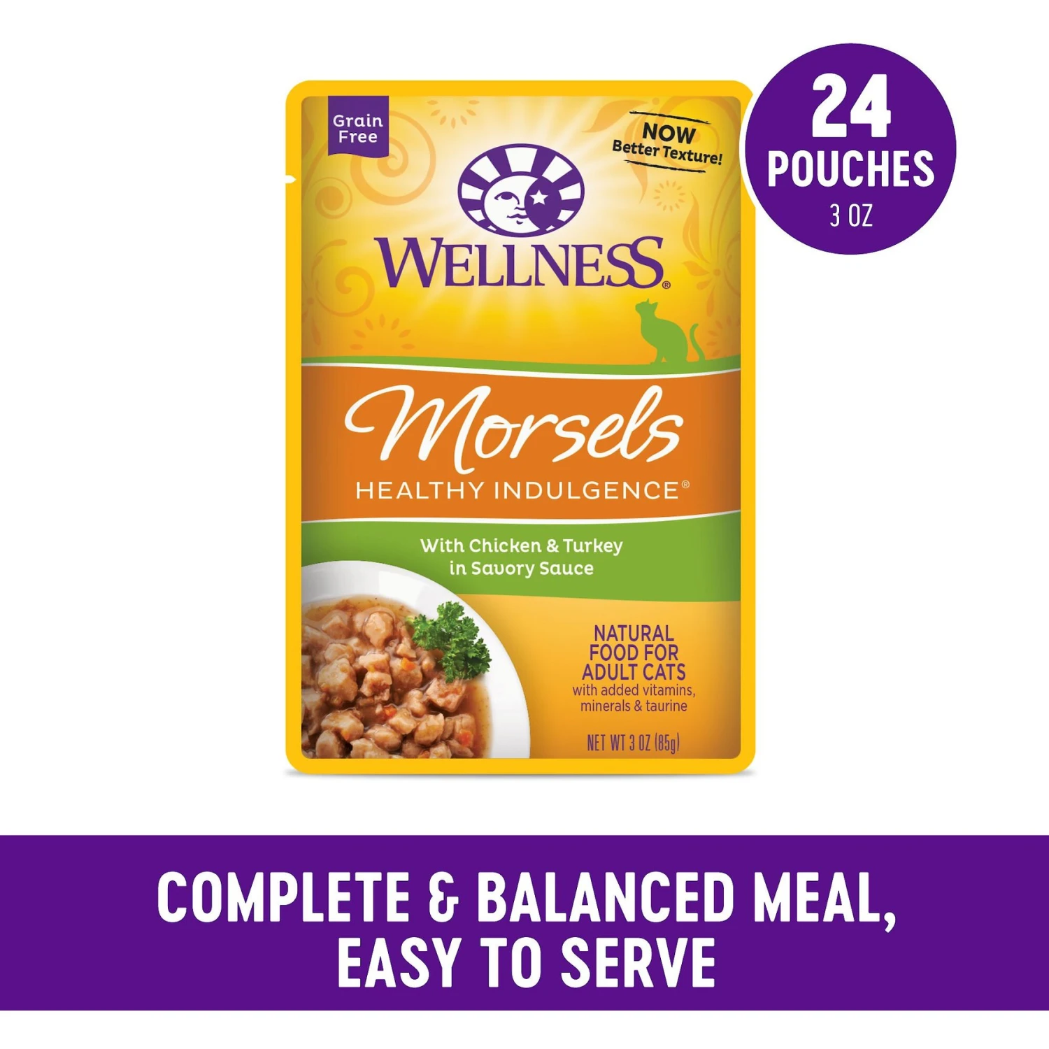 Wellness Healthy Indulgence Morsels With Chicken & Turkey In Savory Sauce Grain-Free Wet Cat Food Pouches 4 Wellness Healthy Indulgence Morsels With Chicken & Turkey In Savory Sauce Grain-Free Wet Cat Food Pouches - Image 2