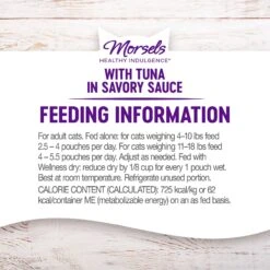 Wellness Healthy Indulgence Morsels With Tuna In Savory Sauce Grain-Free Wet Cat Food Pouches -Furry Friends 95727 PT7. AC SS1800 V1695839119