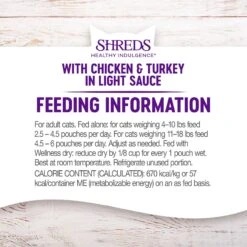 Wellness Healthy Indulgence Shreds With Chicken & Turkey In Light Sauce Grain-Free Wet Cat Food Pouches -Furry Friends 95731 PT7. AC SS1800 V1695839477