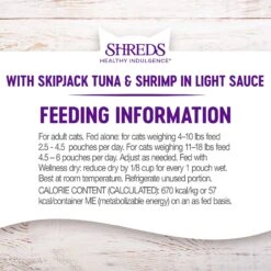 Wellness Healthy Indulgence Shreds With Skipjack Tuna & Shrimp In Light Sauce Grain-Free Wet Cat Food Pouches -Furry Friends 95733 PT7. AC SS1800 V1695839597