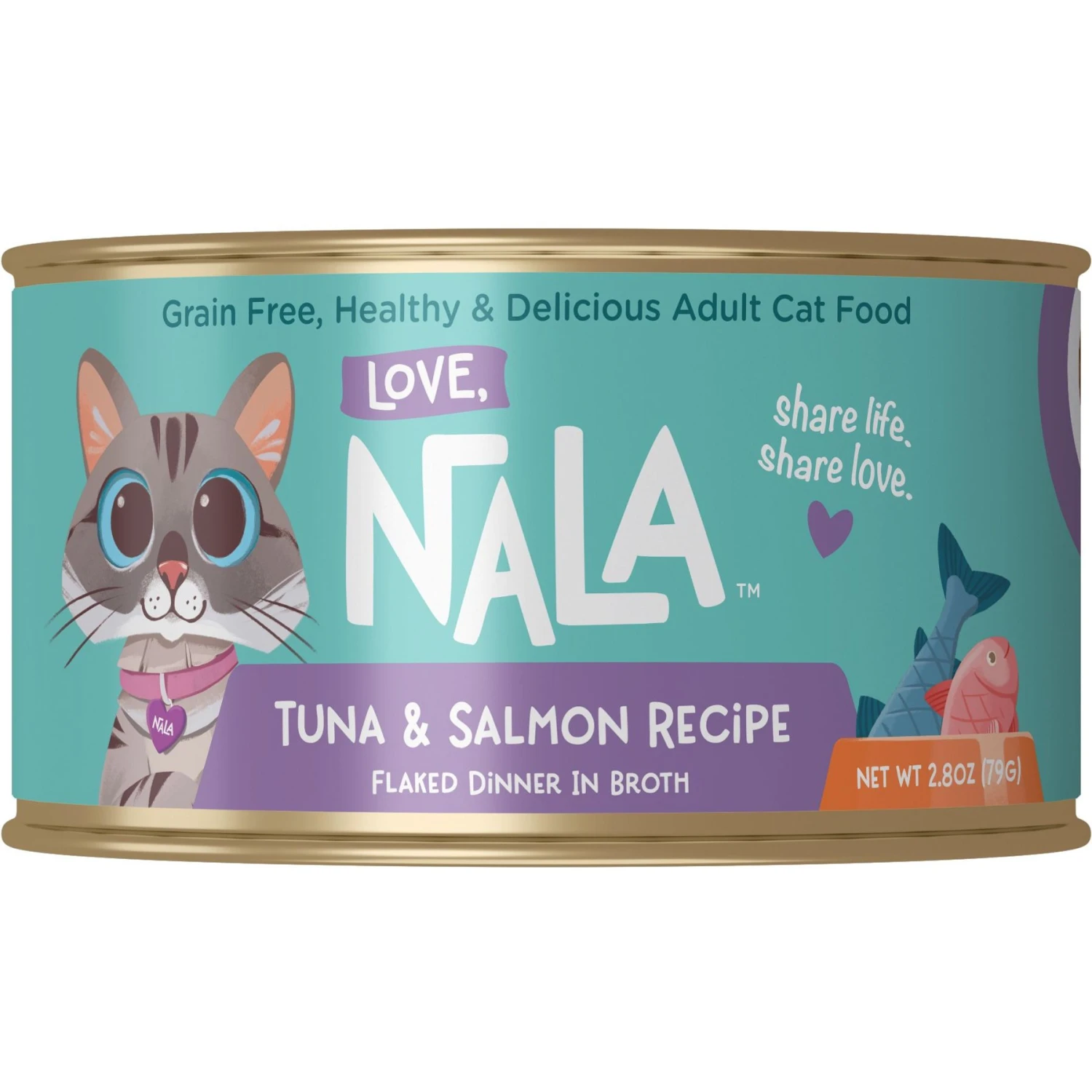 Love, Nala Flaked Tuna & Salmon Recipe In Broth Adult Grain-Free Wet Cat Food, 2.8-oz Can, Case Of 12 3 Love, Nala Flaked Tuna & Salmon Recipe In Broth Adult Grain-Free Wet Cat Food, 2.8-oz Can, Case Of 12
