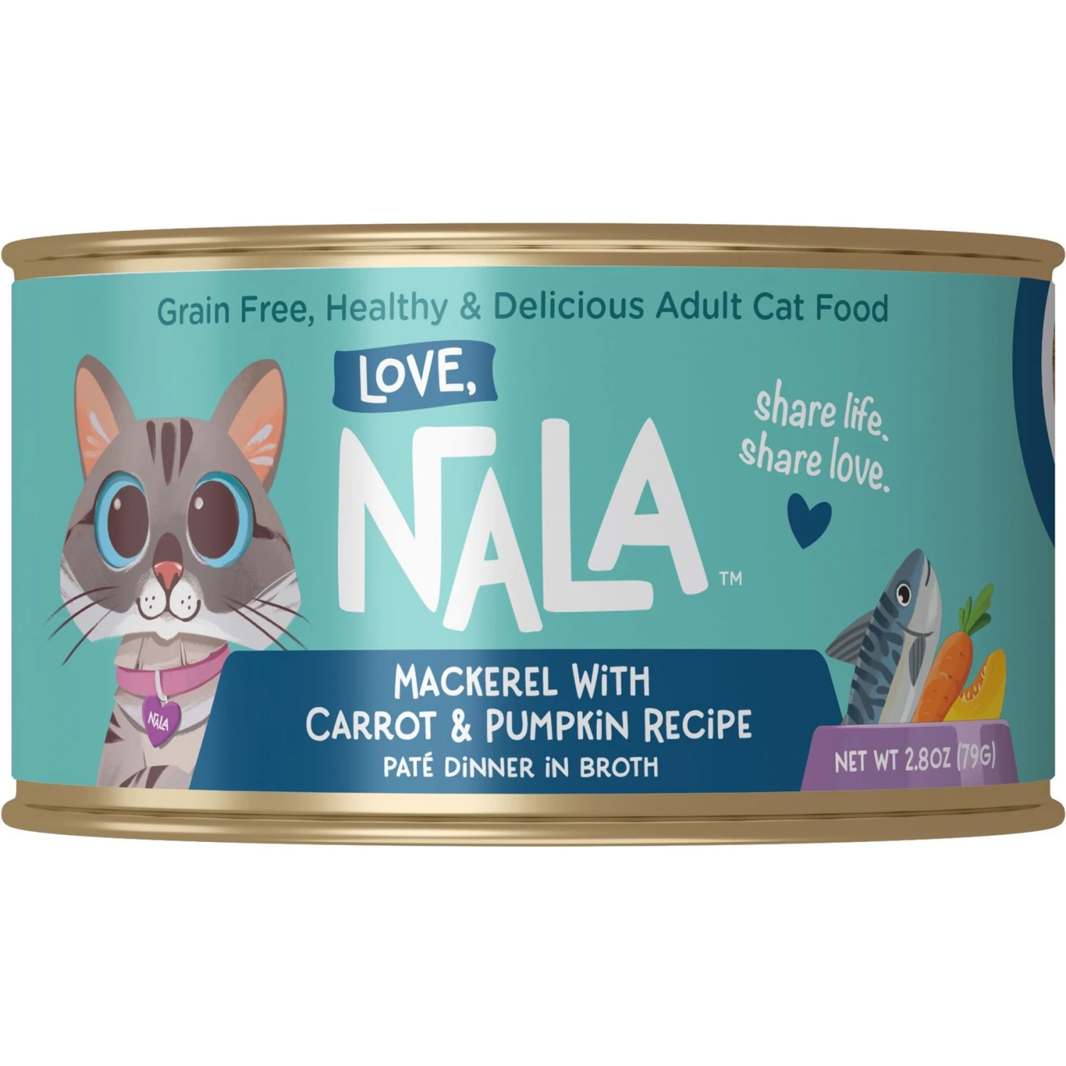 Love, Nala Mackerel Pate With Carrot & Pumpkin Recipe In Broth Adult Grain-Free Wet Cat Food, 2.8-oz Can, Case Of 12 3 Love, Nala Mackerel Pate With Carrot & Pumpkin Recipe In Broth Adult Grain-Free Wet Cat Food, 2.8-oz Can, Case Of 12