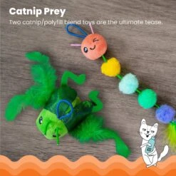 Catstages Tail Teaser Ground Prey Play Wand Cat Toy, Green -Furry Friends 976182 PT2. AC SS1800 V1696615128