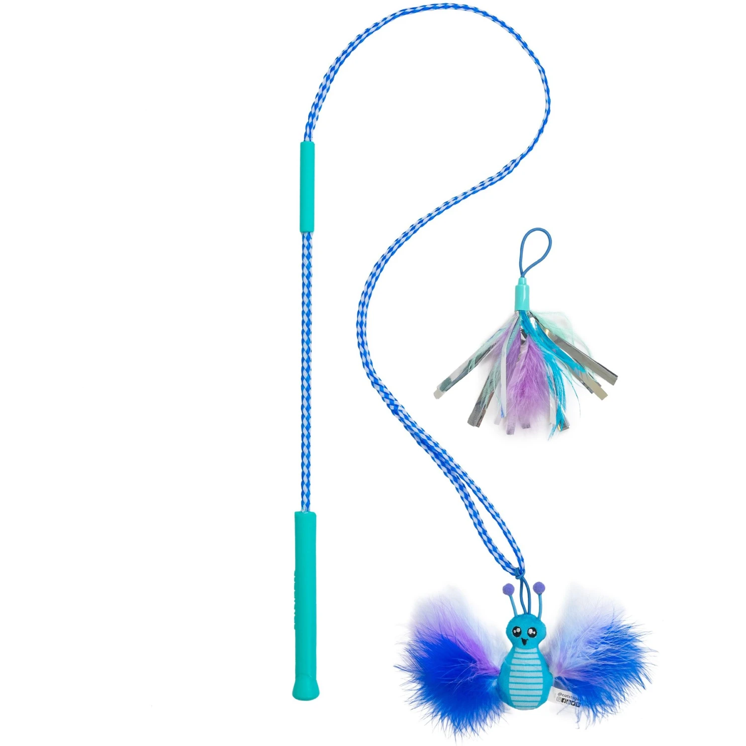 Catstages Tail Teaser Air Prey Play Wand Cat Toy, Blue 3 Catstages Tail Teaser Air Prey Play Wand Cat Toy, Blue