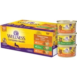 Wellness Complete Health Chicken & Turkey Lovers Gravies & Minced Variety Pack Grain-Free Wet Cat Food, 3-oz Can, Case Of 12