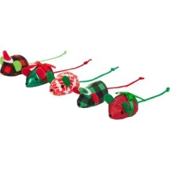 Frisco Holiday Santa Hat & Mistletoe Cat Tracks Cat Toy & Frisco Holiday Mice Cat Toy With Catnip, 5 Count -Furry Friends 986278 PT5. AC SS1800 V1698258405