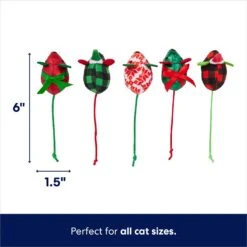 Frisco Holiday Santa Hat & Mistletoe Cat Tracks Cat Toy & Frisco Holiday Mice Cat Toy With Catnip, 5 Count -Furry Friends 986278 PT6. AC SS1800 V1698258116
