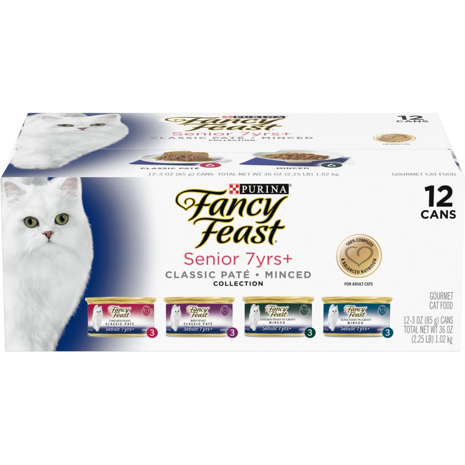 Fancy Feast Senior 7+ Chicken, Beef & Tuna Feasts Variety Pack Canned Cat Food & Purina ONE Indoor Advantage Senior 7+ High Protein Natural Dry Cat Food 4 Fancy Feast Senior 7+ Chicken, Beef & Tuna Feasts Variety Pack Canned Cat Food & Purina ONE Indoor Advantage Senior 7+ High Protein Natural Dry Cat Food - Image 2