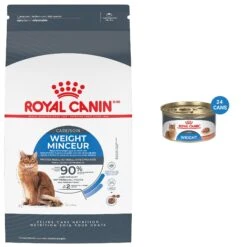 Royal Canin Feline Care Nutrition Weight Care Adult Dry Cat Food & Royal Canin Feline Care Nutrition Weight Care Adult Thin Slices In Gravy Canned Cat Food