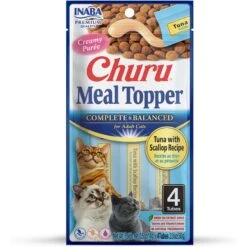 Inaba Churu Tuna With Scallop Recipe Grain-Free Cat Food Topper, 0.5-oz Tube, 4 Count