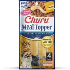 Inaba Churu Chicken With Cheese Recipe Grain-Free Cat Food Topper, 0.5-oz Tube, 4 Count