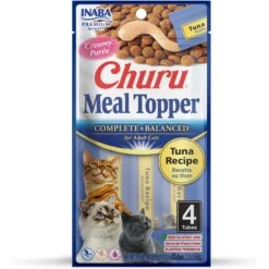 Inaba Churu Tuna Recipe Grain-Free Cat Food Topper, 0.5-oz Tube, 4 Count
