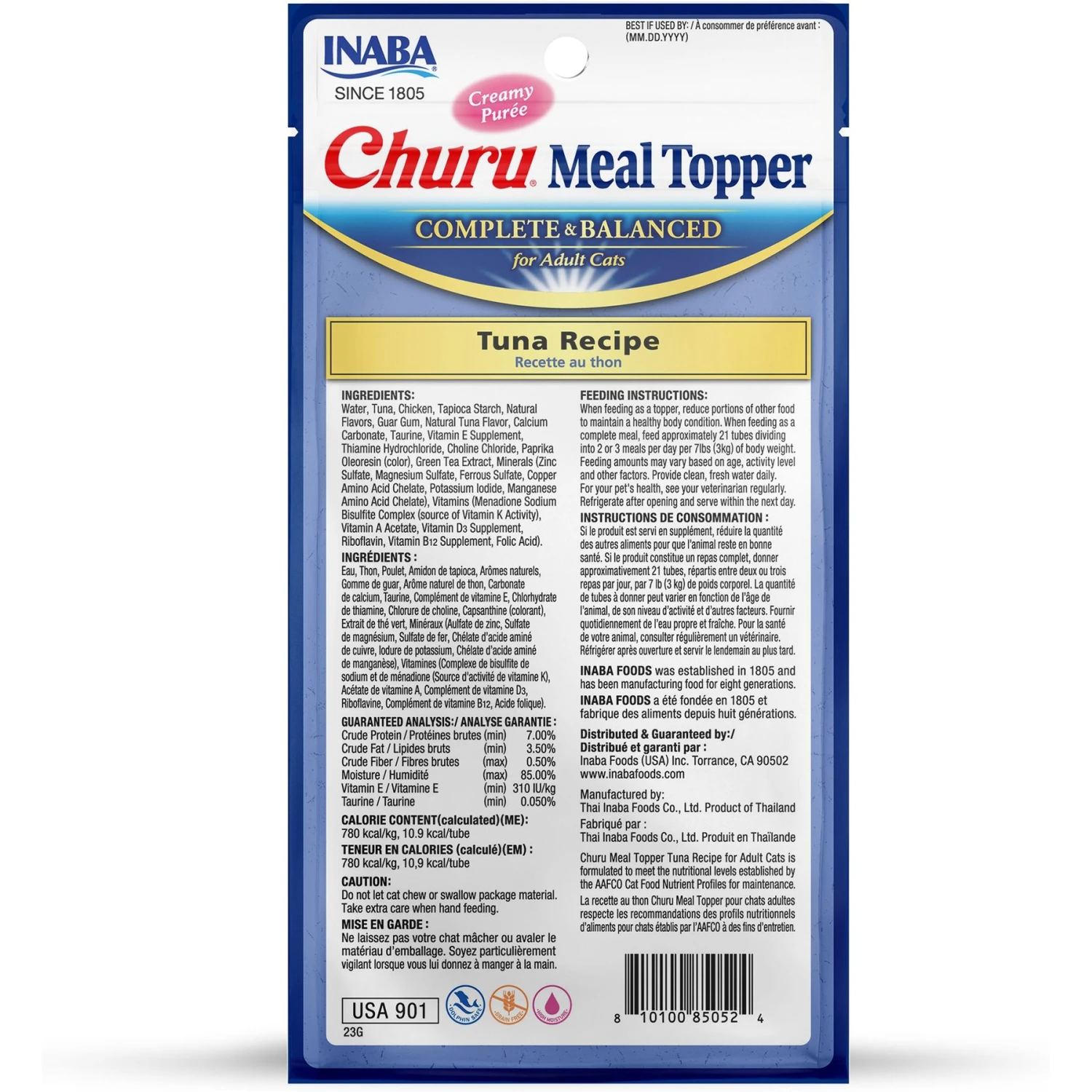 Inaba Churu Tuna Recipe Grain-Free Cat Food Topper, 0.5-oz Tube, 4 Count 4 Inaba Churu Tuna Recipe Grain-Free Cat Food Topper, 0.5-oz Tube, 4 Count - Image 2