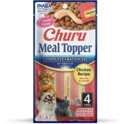 Inaba Churu Chicken Recipe Grain-Free Cat Food Topper, 0.5-oz Tube, 4 Count