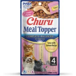 Inaba Churu Salmon Recipe Grain-Free Cat Food Topper, 0.5-oz Tube, 4 Count
