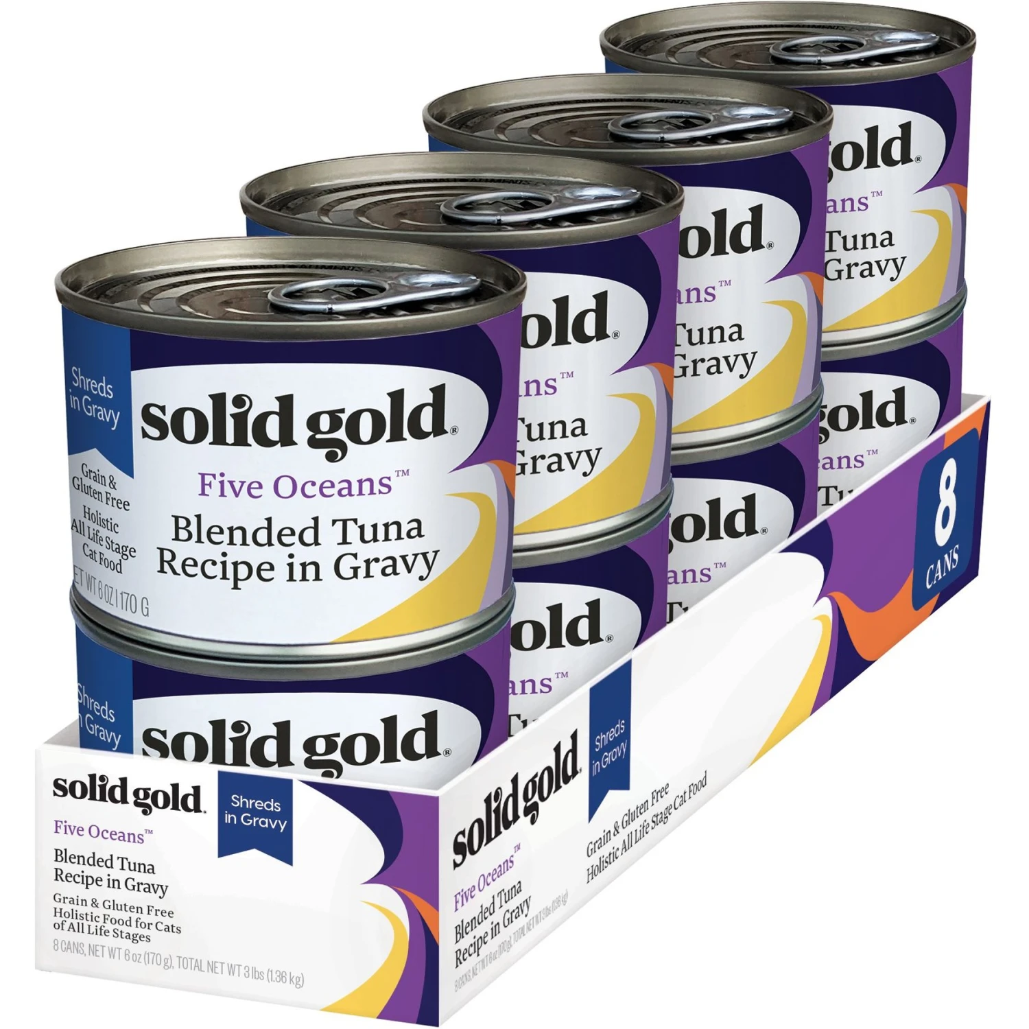 Solid Gold Five Oceans Shreds With Real Tuna Recipe In Gravy Grain-Free Canned Cat Food 3 Solid Gold Five Oceans Shreds With Real Tuna Recipe In Gravy Grain-Free Canned Cat Food