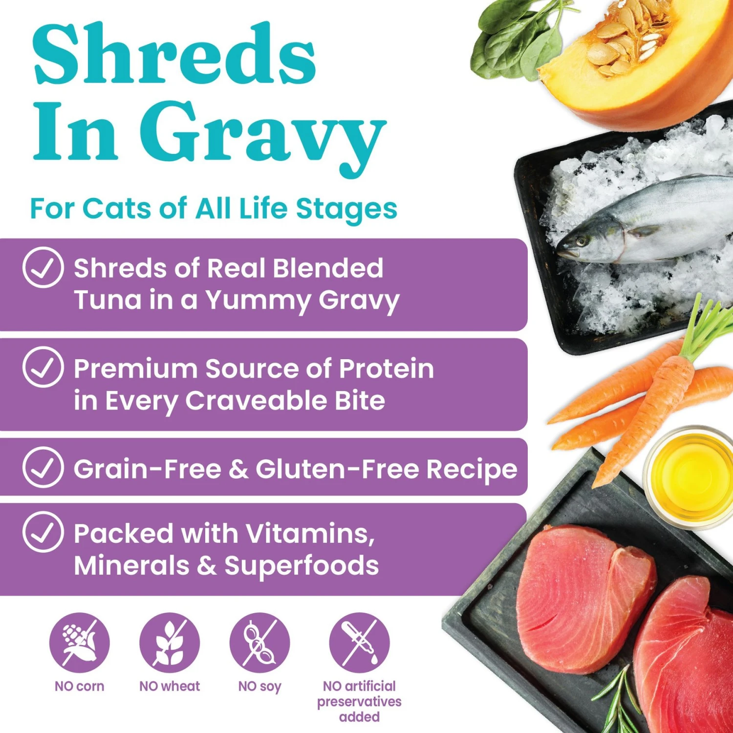 Solid Gold Five Oceans Shreds With Real Tuna Recipe In Gravy Grain-Free Canned Cat Food 4 Solid Gold Five Oceans Shreds With Real Tuna Recipe In Gravy Grain-Free Canned Cat Food - Image 2