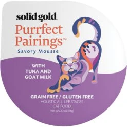 Solid Gold Purrfect Pairings Savory Mousse With Tuna & Goat Milk Grain-Free Cat Food Cups, 2.75-oz, Case Of 6