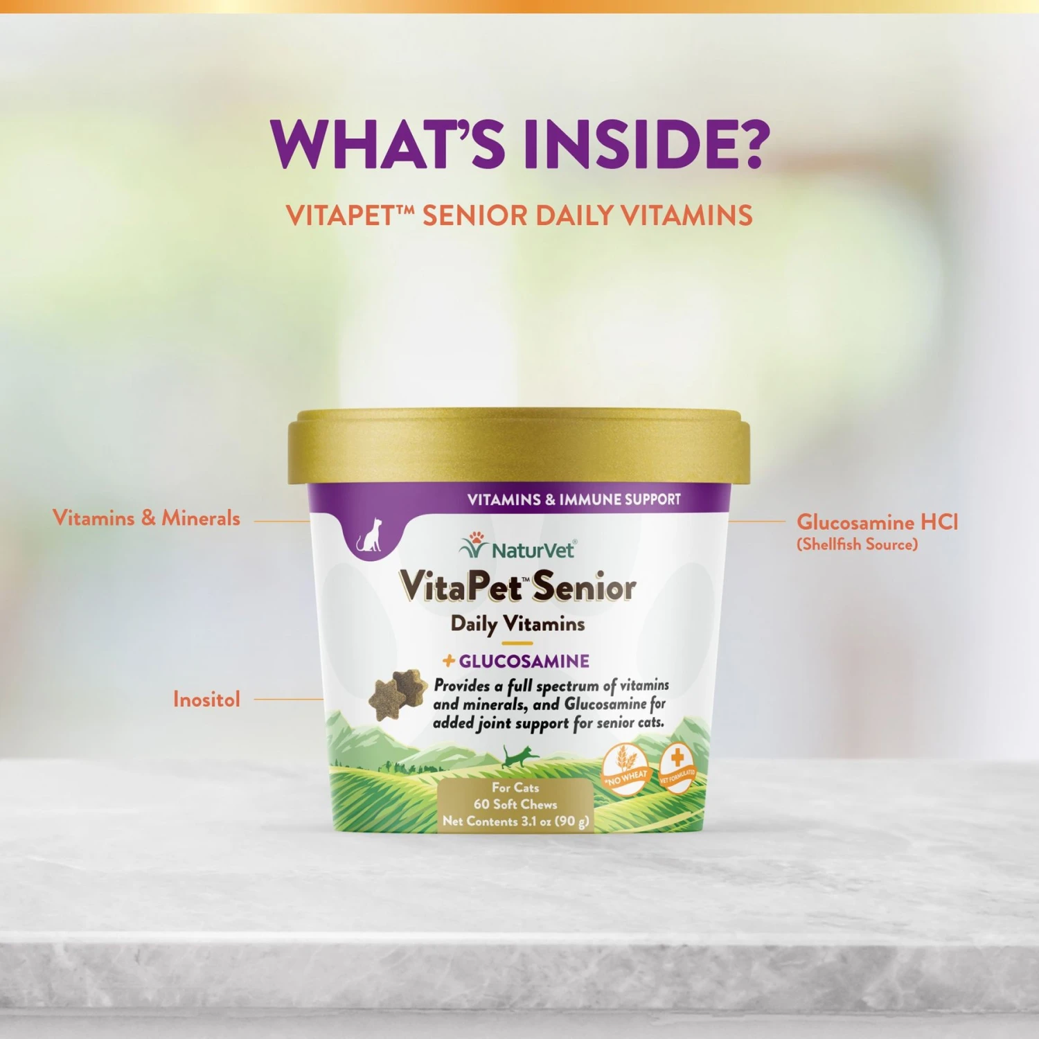 NaturVet VitaPet Senior Daily Vitamins Plus Glucosamine Cat Supplement 7 NaturVet VitaPet Senior Daily Vitamins Plus Glucosamine Cat Supplement - Image 5